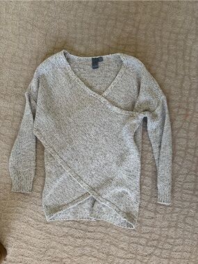 Quinn Heather Gray V-Neck Wrap Sweater
